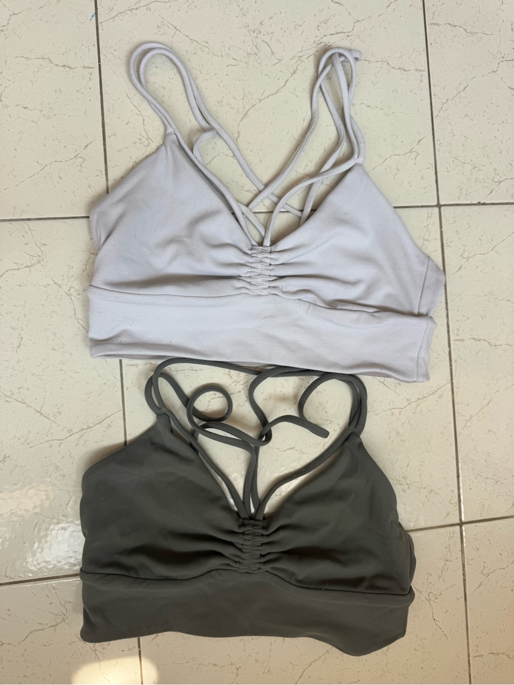 Lululemon Women’s Strappy Ruched Bralette - White & Olive